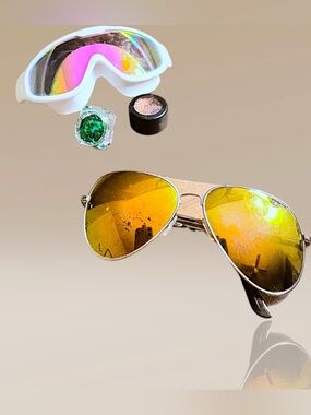 Metallic rave eye-wear & Body Glittler Frequency Bundle